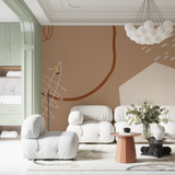 Abstract Mural Wallpaper | Terracotta Curves and Circles Design
