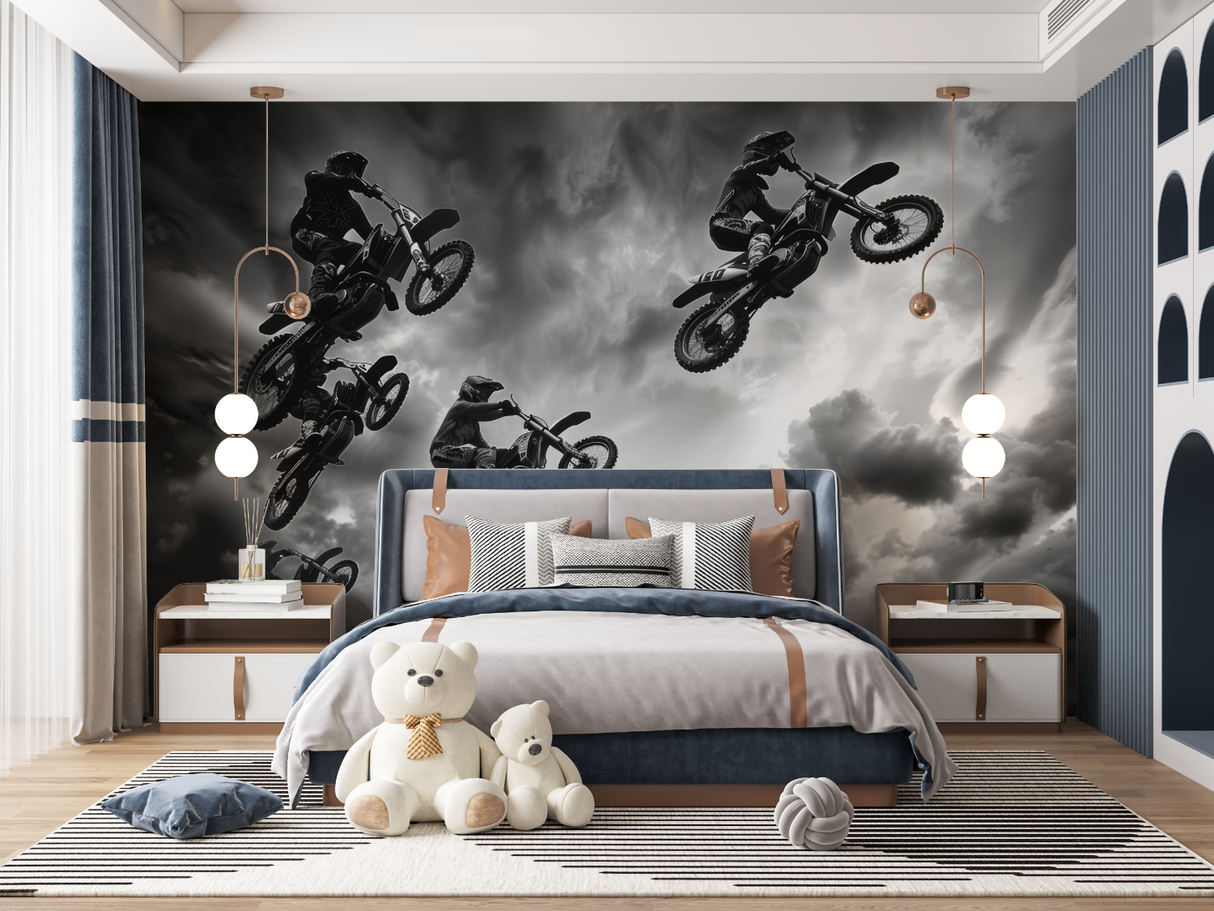 Constellation Mural Wallpaper | Golden Stars on Deep Blue Night Sky