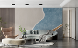 Abstract Mural Wallpaper | Blue and Terracotta Curved Design