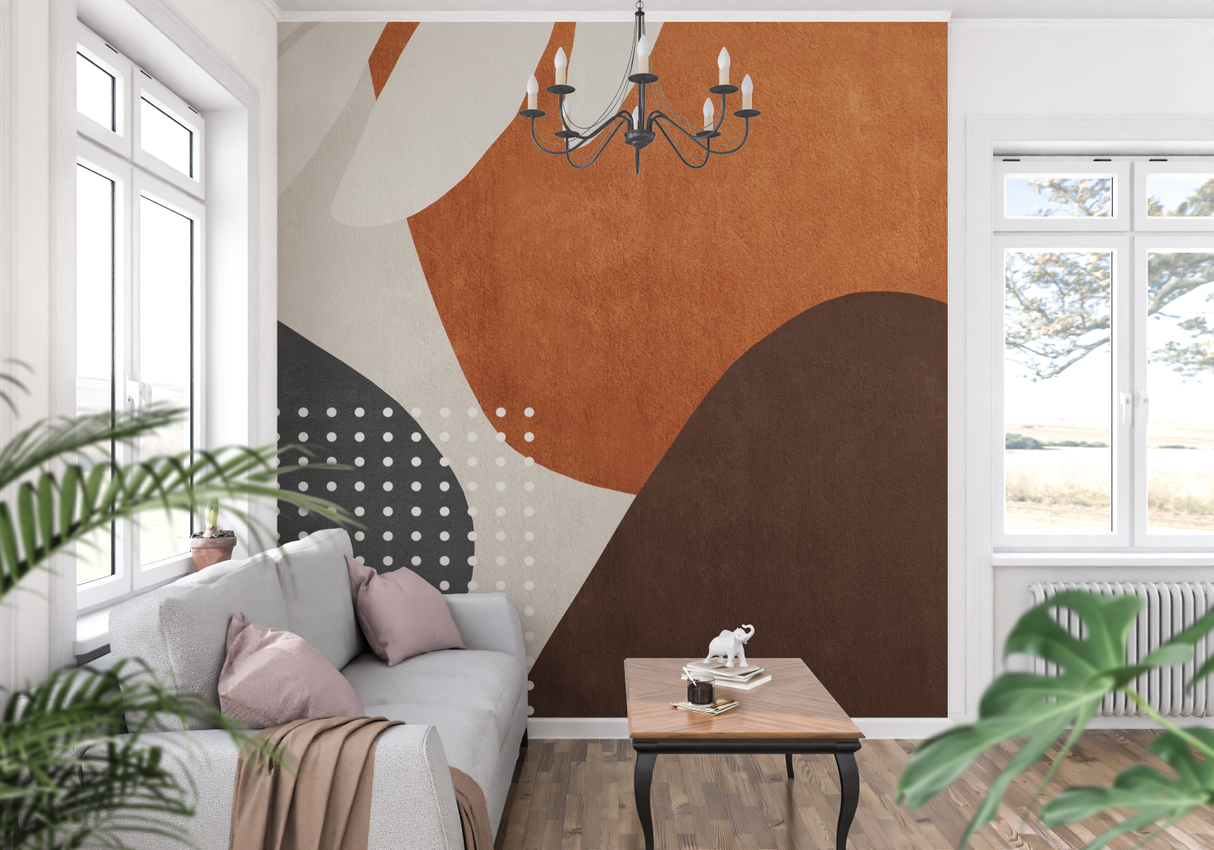 Abstract Mural Wallpaper | Terracotta Geometric Art Design
