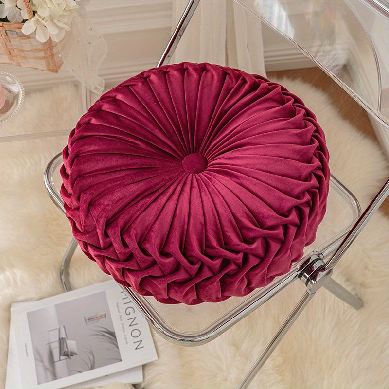 Round Velvet Cushion  Pleated Design with Center Button - Product detail 18