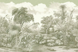 Tropical Mural Wallpaper | Sage Green Jungle Landscape