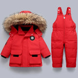Kids Winter Snow Set  Insulated Jacket with Fur Hood  Overalls - Product detail 4