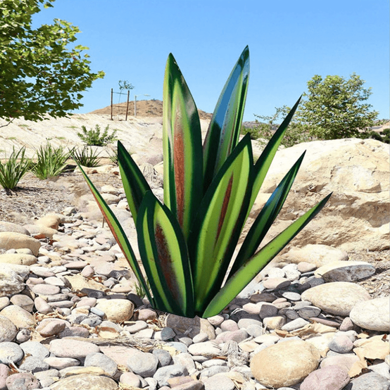 Metal Agave Garden Light  Turquoise Copper Outdoor Sculpture - Product example