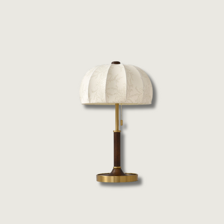 Modern Table Lamp  Cream Fabric Shade with Brass Base - Product showcase