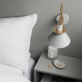 Modern Wall Sconce  White Metal Cone Shade with Gold Accents - Product detail 6