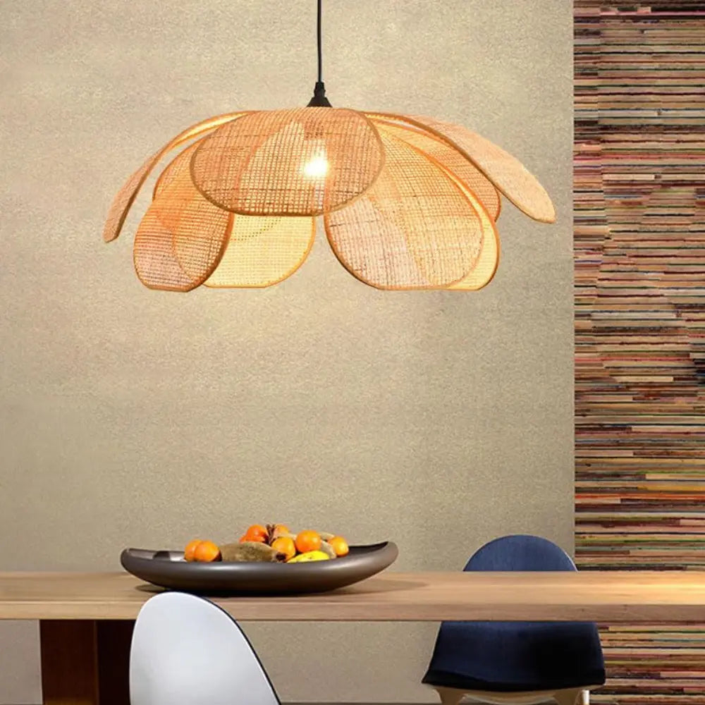 Floral Pendant Light  Natural Rattan Petal Design - Product detail 6