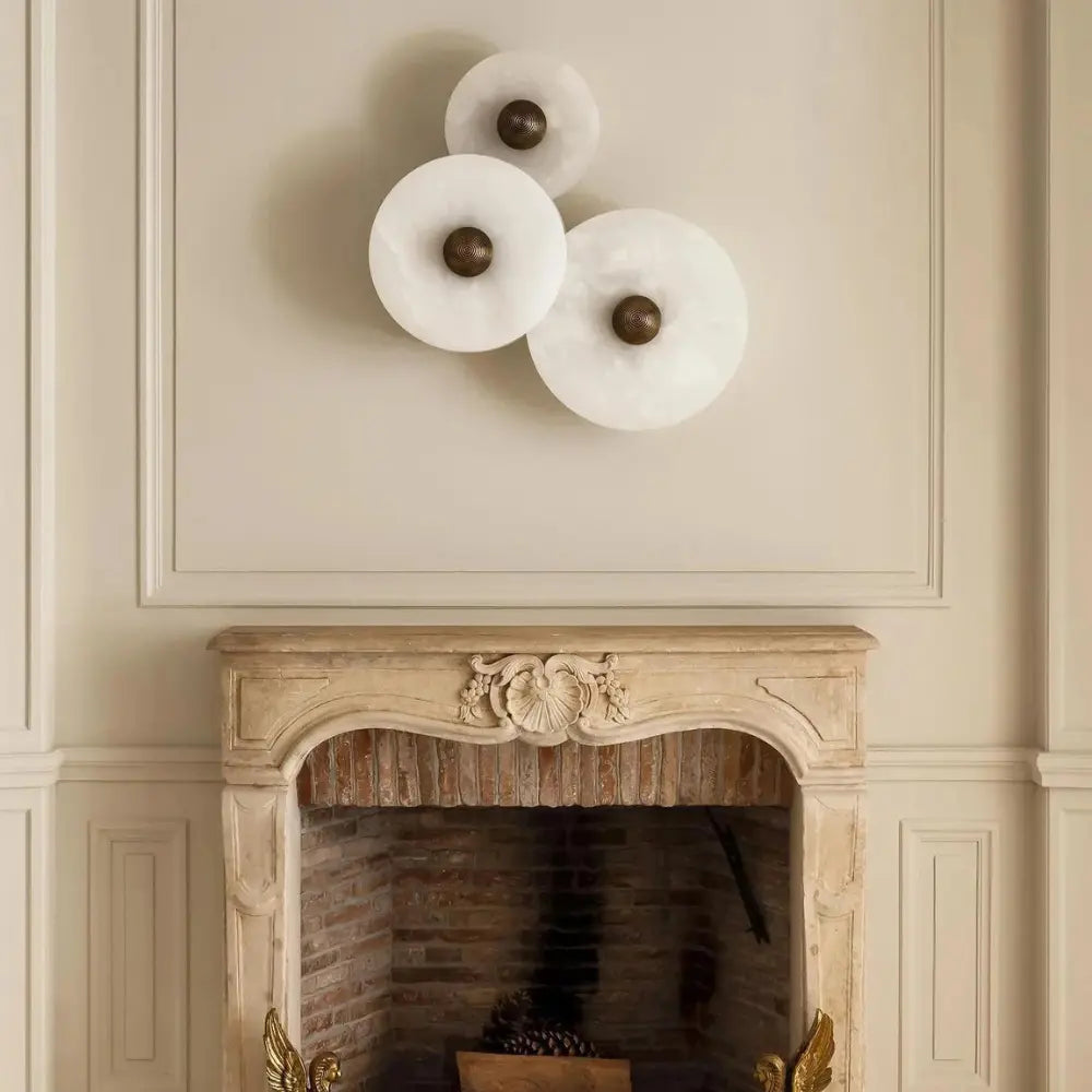 Modern Wall Light  White Glass Disc with Bronze Center - Product detail 7
