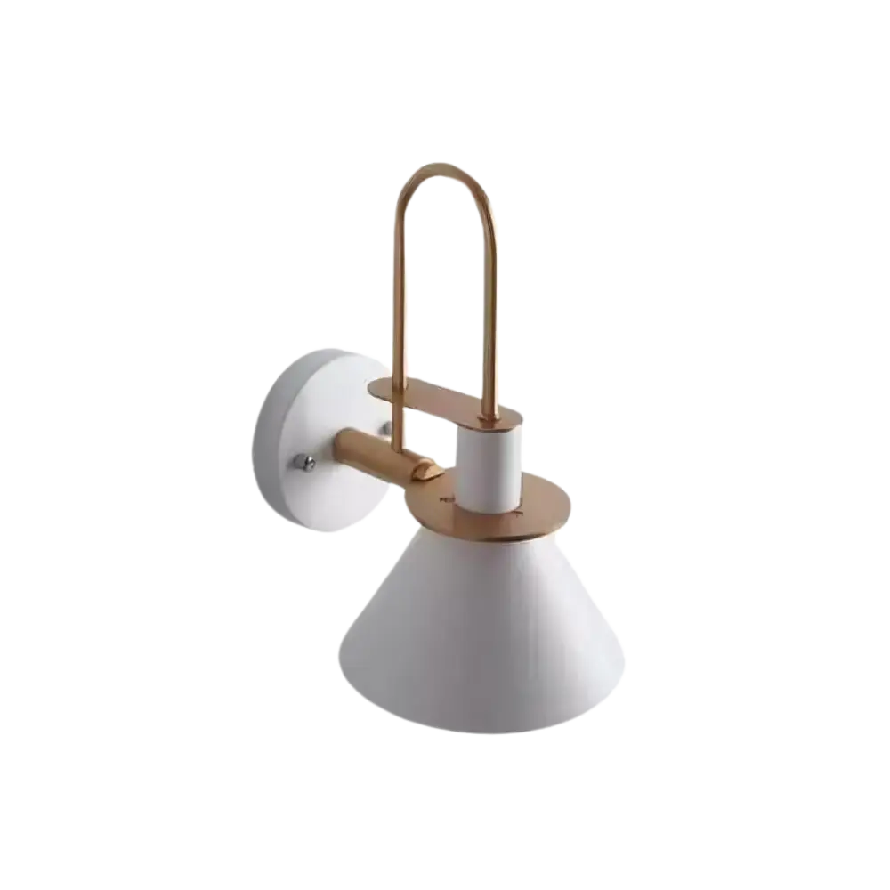 Modern Wall Sconce  White Metal Cone Shade with Gold Accents - Product detail 8