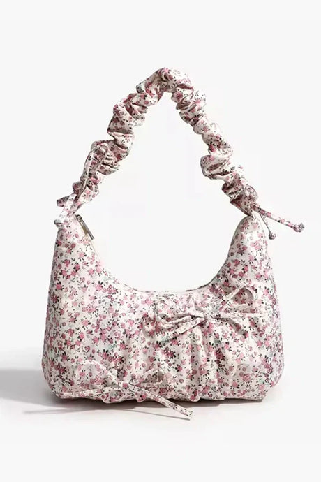Floral Hobo Bag  Ruched Handle Botanical Print - Product showcase