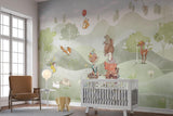 Forest Animals Mural Wallpaper | Whimsical Woodland Adventure Scene