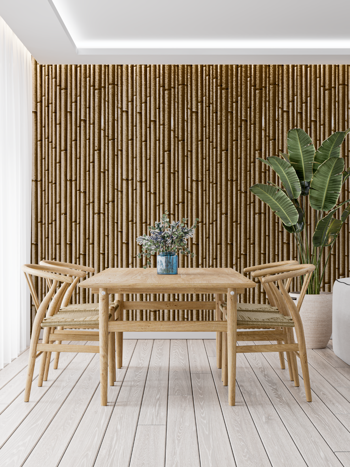 Bamboo Mural Wallpaper | Natural Vertical Pattern Design
