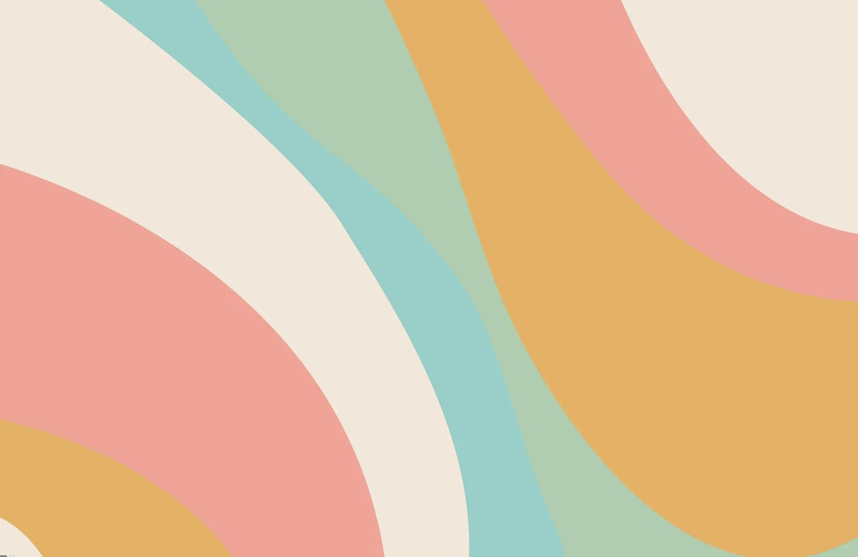 Rainbow Mural Wallpaper | Curved Pastel Waves Design
