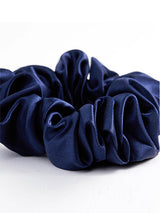 Silk Hair Scrunchie  Premium Mulberry Silk Navy - Detailed view