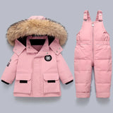 Kids Winter Snow Set  Insulated Jacket with Fur Hood  Overalls - Product detail 5