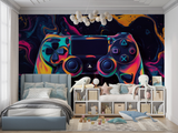 Gaming Mural Wallpaper | Colorful Controller Abstract Design