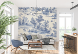 Vintage Mural Wallpaper | Blue Toile de Jouy Countryside Scene