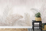 Palm Leaves Mural Wallpaper | Minimalist Beige Tropical Design