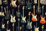 Music Mural Wallpaper | Electric Guitar Collection on Night Sky