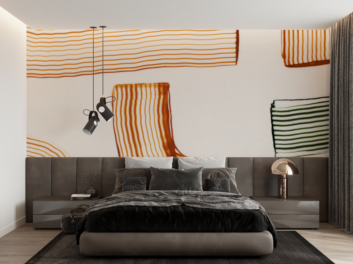Abstract Mural Wallpaper | Modern Orange Striped Design