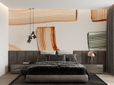 Abstract Mural Wallpaper | Modern Orange Striped Design