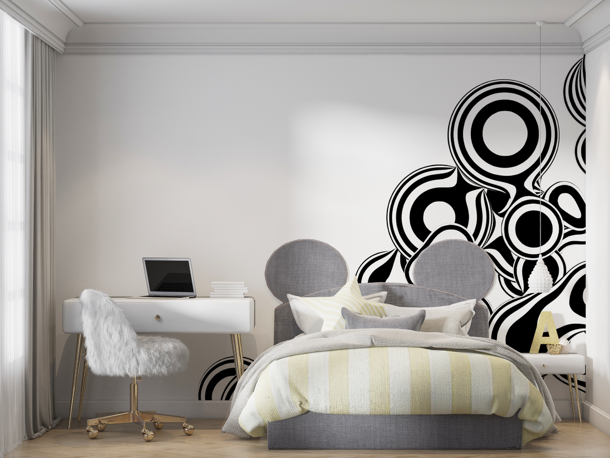 Space Mural Wallpaper | Neon Galaxy with Stars and Rockets