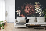 Floral Mural Wallpaper | Vintage Peony and Lily Dark Garden