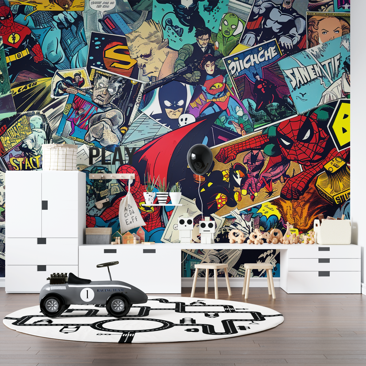Comics Mural Wallpaper | Superhero Collage Design