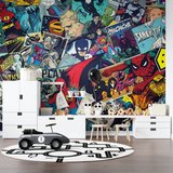 Comics Mural Wallpaper | Superhero Collage Design