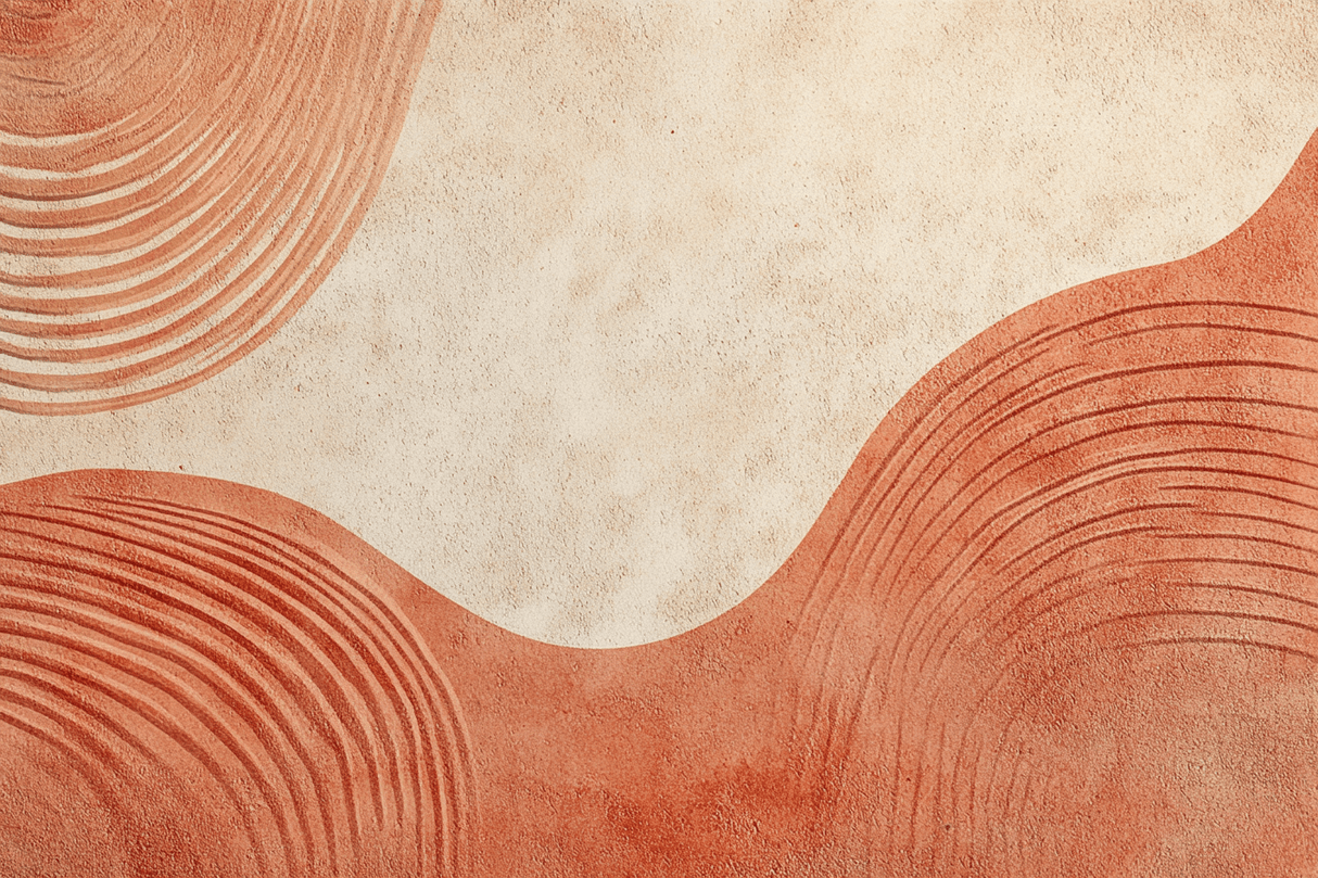 Abstract Mural Wallpaper | Terracotta Curved Lines Design