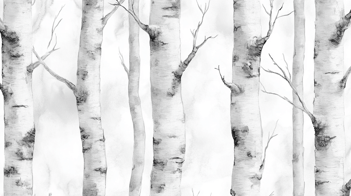 Forest Mural Wallpaper | Birch Tree Black and White Design