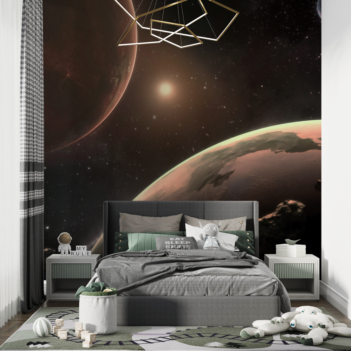 Space Mural Wallpaper | Cosmic Planets and Stars Design