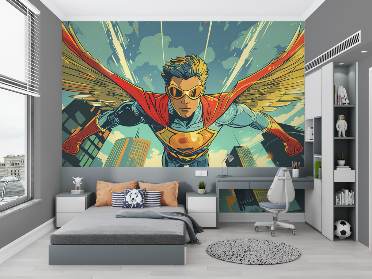 Superhero Mural Wallpaper | Dynamic Comic Book Style