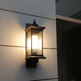Classic Outdoor Wall Light  Ribbed Glass Lantern In Black Metal - Product detail 5