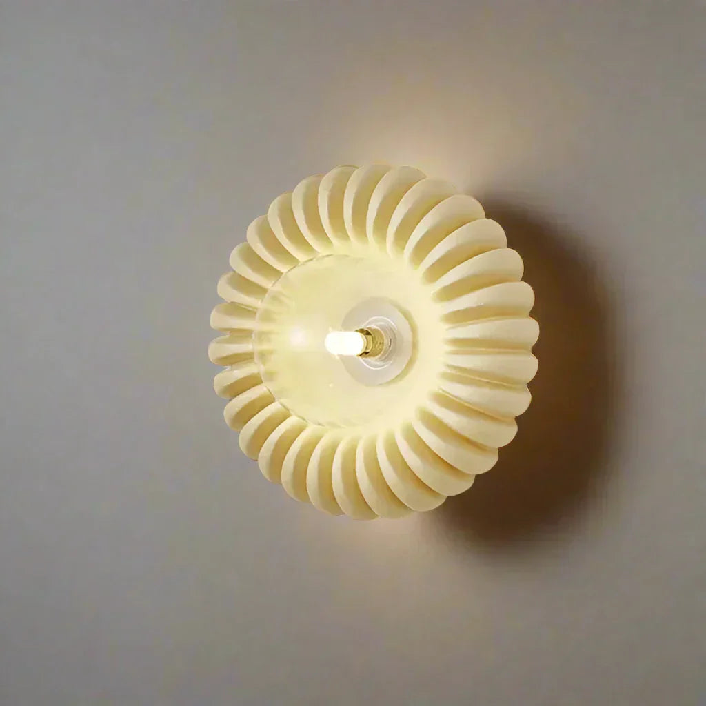 Modern Resin Wall Sconce  Pleated Shell Design - Detailed view