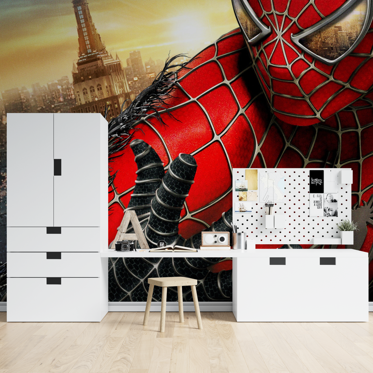Superhero Mural Wallpaper | Spiderman Red and Black Design