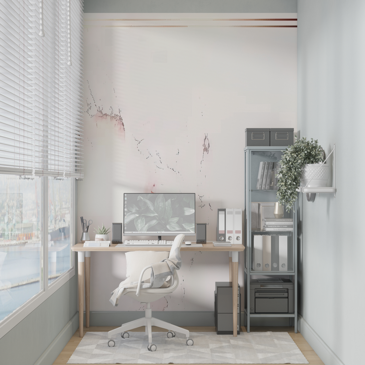 Floral Mural Wallpaper | Modern Terracotta and White Design