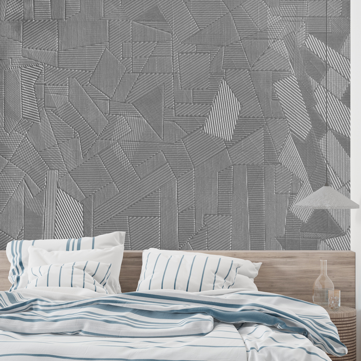 Geometric Mural Wallpaper | Modern Grey Linear Pattern