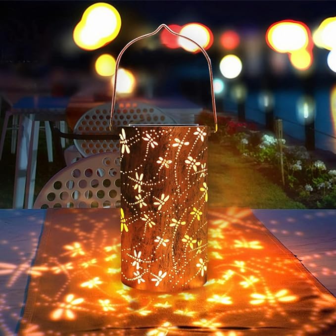 Solar Garden Lantern  Dragonfly Pattern Light Projector - Product detail 4