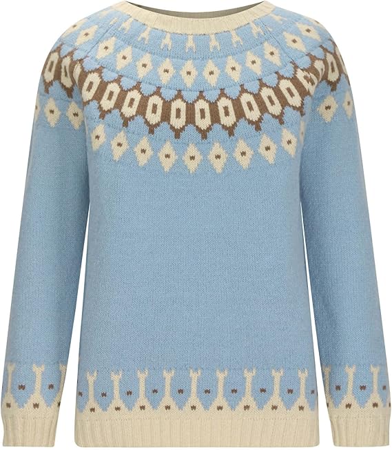 Nordic Wool Sweater  Fair Isle Pattern In Sky Blue - Product example