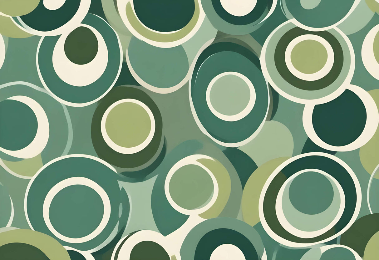 Geometric Mural Wallpaper | Retro Green Circles Pattern