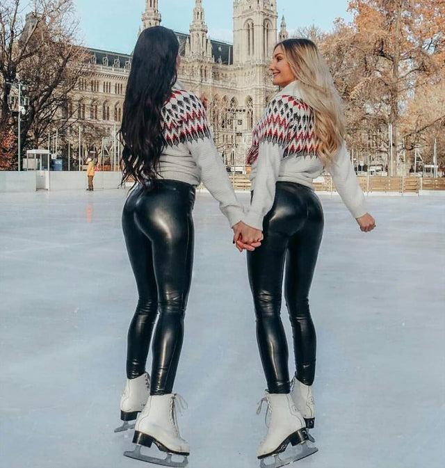 High Waisted Leather Look Leggings  Sculpting Athletic Design - Product showcase