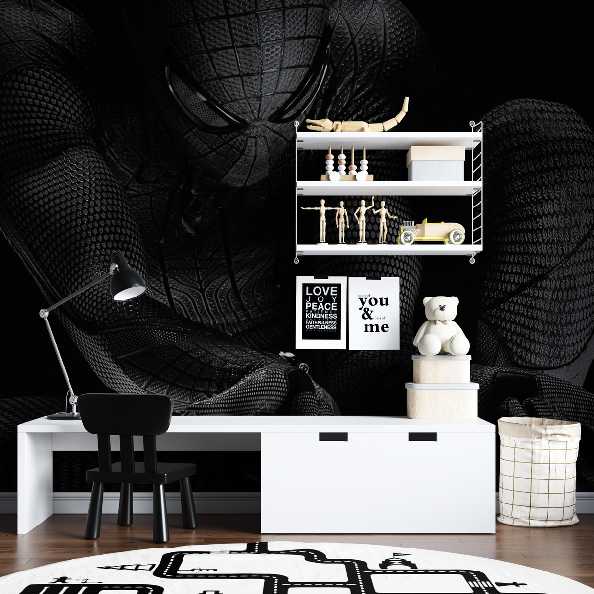 Spiderman Mural Wallpaper | Black Textured Design