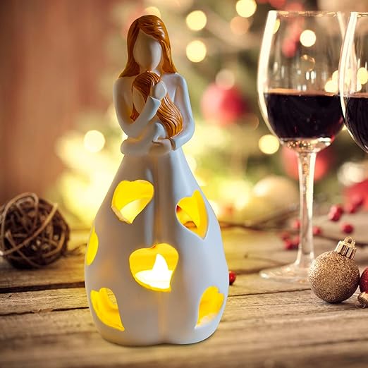 Love Heart Table Lamp  Ceramic Mother Child Design - Detailed view