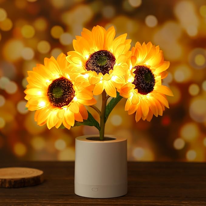 Sunflower Table Lamp  LED Floral Night Light - Detailed view
