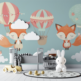 Forest Animals Mural Wallpaper | Fox and Hot Air Balloon Adventure