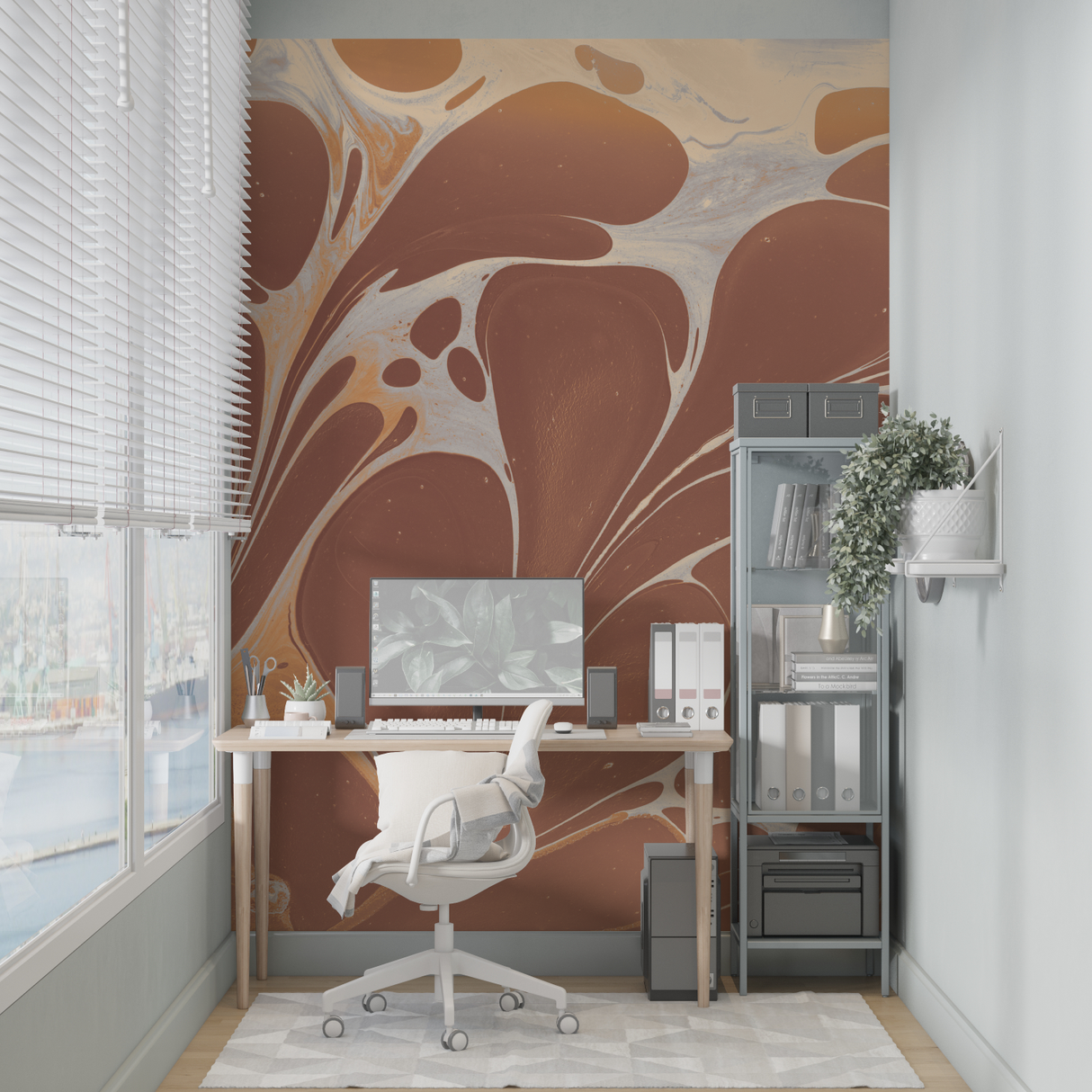 Abstract Mural Wallpaper | Art Deco Terracotta Splash Design