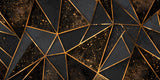 Geometric Mural Wallpaper | 3D Black and Gold Cubes Design