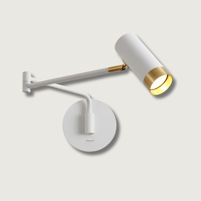 Modern Wall Light  White  Gold Adjustable Swing Arm - Product showcase