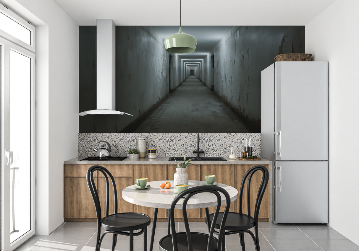 3D Optical Illusion Mural Wallpaper | Modern Black and White Tunnel Design